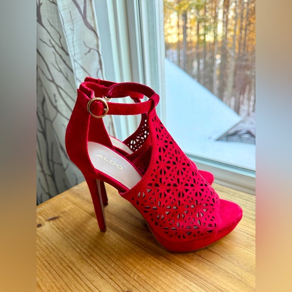 ALDO Red 5” High Heels 7.5 - Picture 1 of 7
